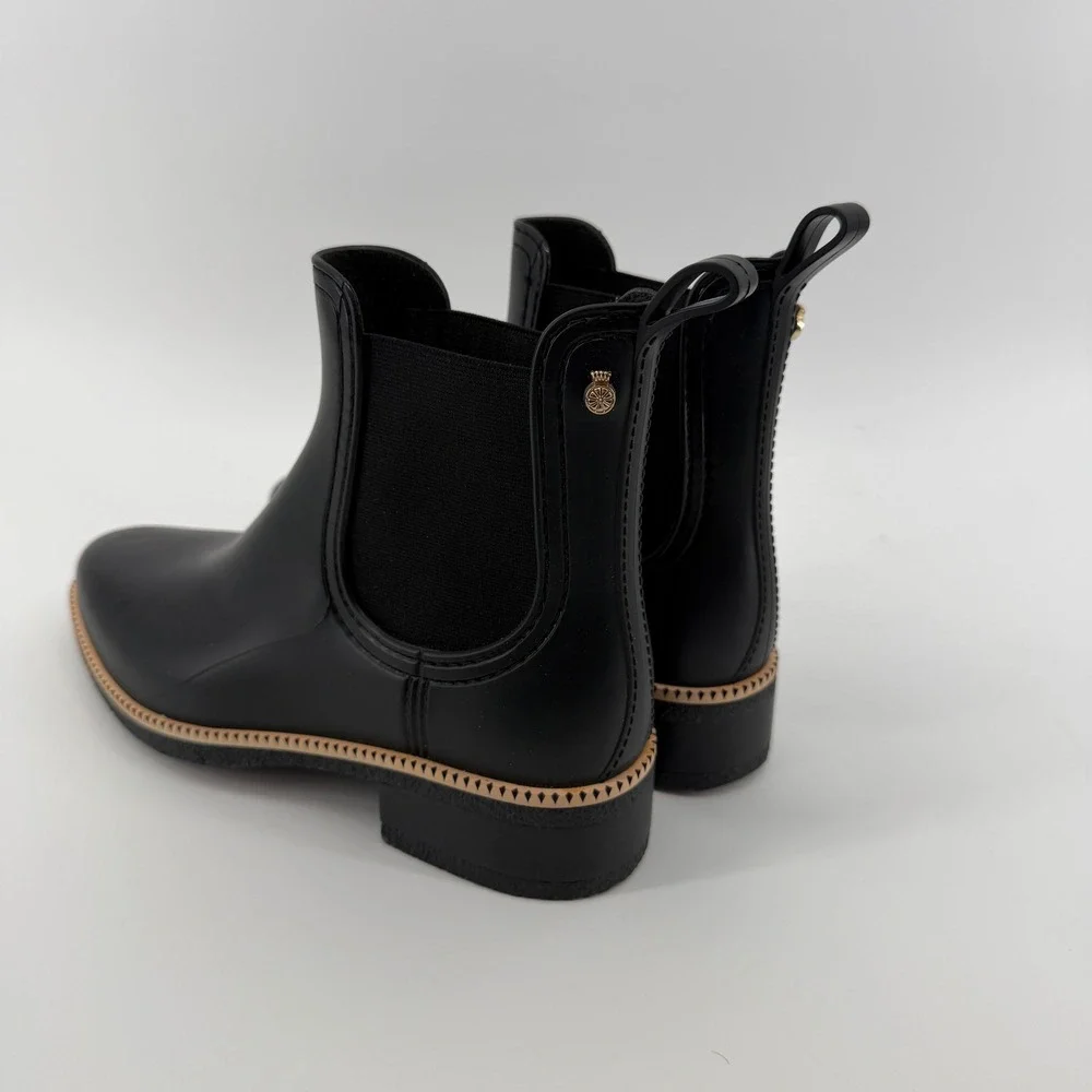 Lemon Jelly City Black Matte Chelsea Rain Boots Women Size 41 EU 10 US
